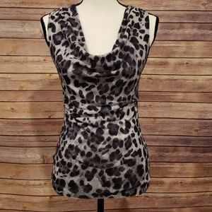 NY&Co Snow Leopard Print Mesh Cami - Medium
